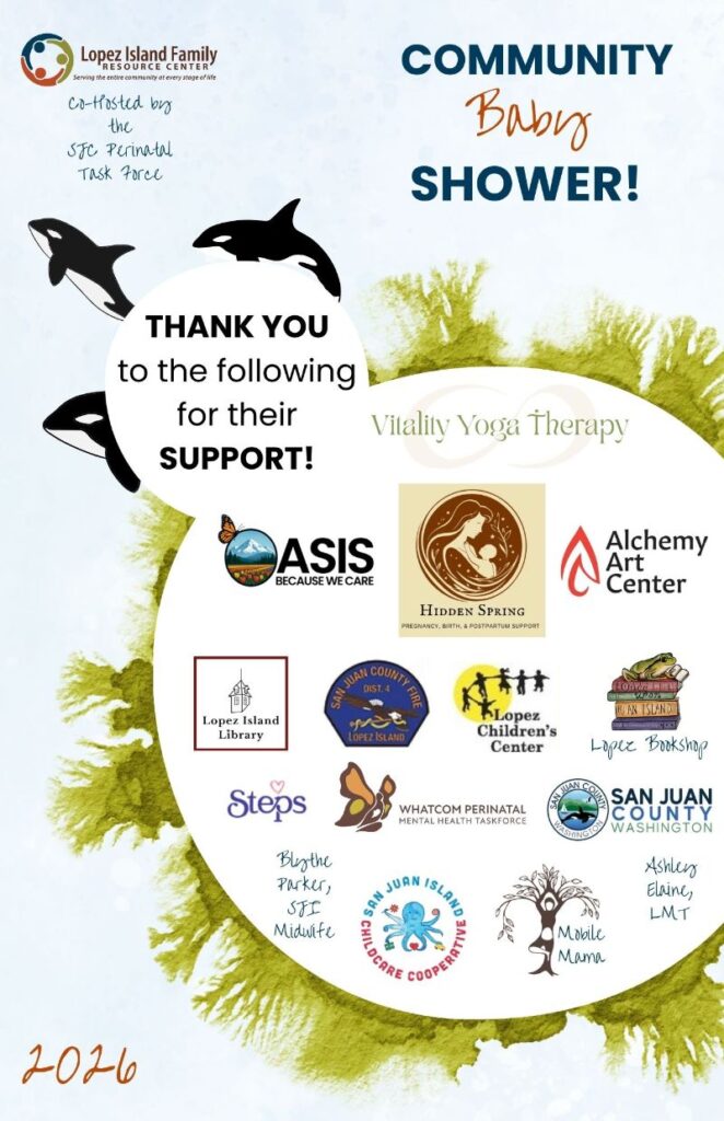 A poster thanking all the donors that made the community baby shower possible